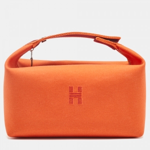 مملوكة مسبقًا Hermès Orange/Burgundy Canvas Large Bride-a-Brac Pouch