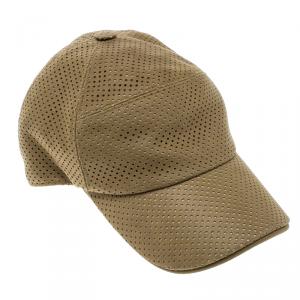 Pre Owned Hermes Brown Perforated Suede Cap Size 58