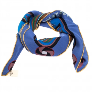 Pre Owned Hermès Multicolor Striped Silk Twill Sequences Scarf
