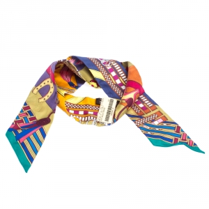 Pre Owned Hermès Multicolor Brides et Gris-Gris Silk Twilly Scarf