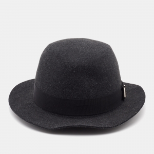 Pre Owned Hermes Charcoal Grey Rabbit Felt Bucket Hat (58 cm)