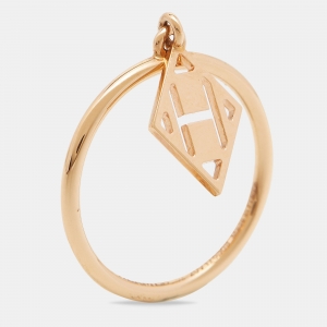 Hermes Gambade 18k Rose Gold Charm Ring Size 52