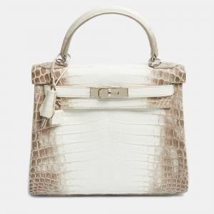 Hermès Blanc Crocodile Niloticus Himalaya Palladium Finish Kelly Retourne 28 Bag