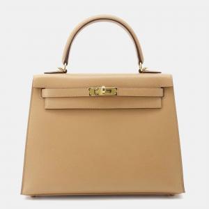 Hermes Kelly Sellier Verso Biscuit/New White Veau Madame Size 25
