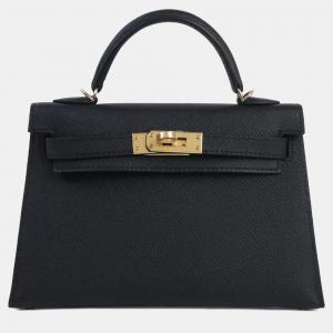 Hermes Mini Kelly II Black Epsom Gold Hardware Bag