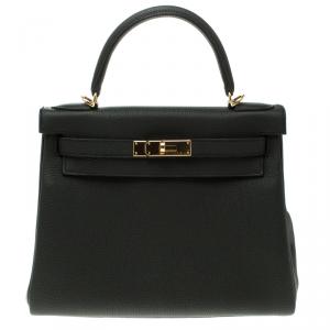 Pre Owned Hermes Black Togo Leather Gold Hardware Kelly Retourne 28 Bag