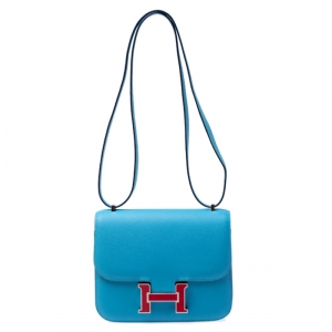 Pre Owned Hermes Lagon Leather Mini Palladium Hardware Constance Bag