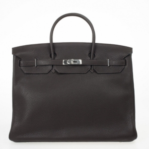Hermes Birkin 40cm Togo Leather Darkbrown Handbag with Silver Hardware