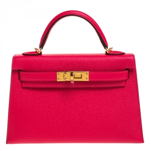 Hermes Red Vermillion Epsom Leather Gold Hardware Mini II Kelly Bag