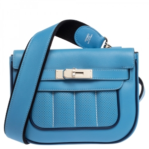 Pre Owned Hermes Blue Brighton Swift Leather Palladium Hardware Mini Berline Bag