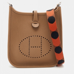 Pre Owned Hermes Beige De Weimar Taurillon Maurice Leather Evelyne TPM Bag