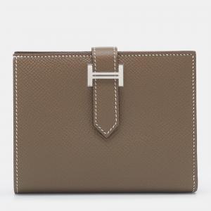Hermes Etoupe Epsom Leather Bearn Compact Wallet