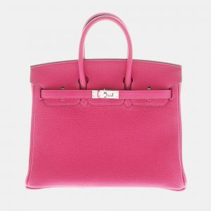 Hermes Pink Togo Leather Palladium Hardware Birkin 25 Bag 