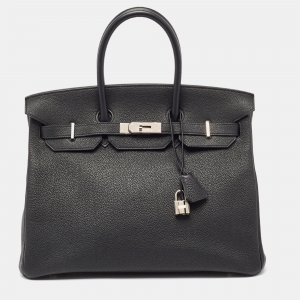 Hermès Noir Togo Leather Palladium Finish Birkin 35 Bag