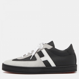 Hermes Black/Grey Suede and Leather Boomerang Low Top Sneakers Size 40