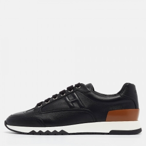 Hermès Black/Brown Leather Trail Sneakers Size 38