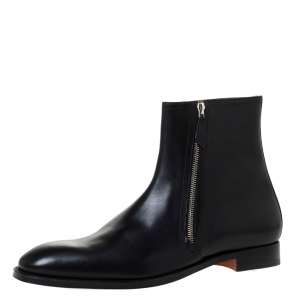 Hermes Black Leather Jerry Ankle Boots Size 43.5