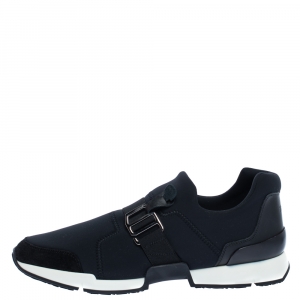 Hermes Black Neoprene and Leather Run Sneakers Size 39