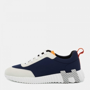 Hermès  Navy Blue/Grey Suede and Nylon Boucning Sneakers Size 39