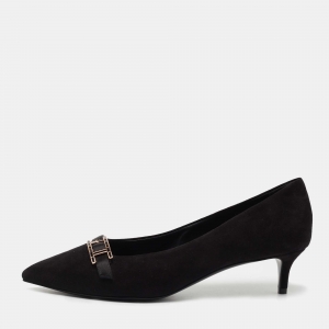 Hermes Black Suede Blush Pumps Size 39