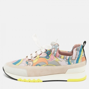 Hermes Multicolor Fabric and Suede Stadium Sneakers Size 38