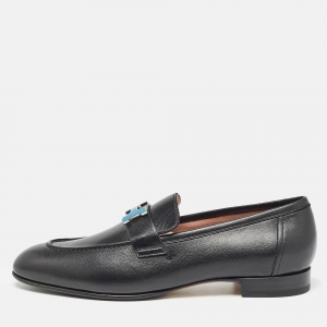 Pre Owned Hermès Black Leather Paris Loafers Size 40