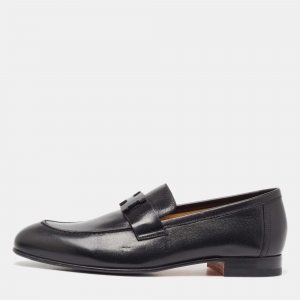 Hermès Black Leather Paris Loafers Size 41