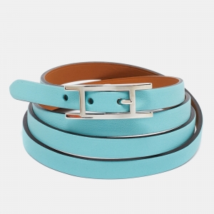 Hermès Celeste Leather Hapi 3 Triple Tour Wrap Bracelet L
