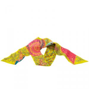Pre Owned Hermes Multicolor Printed Silk L'Arbre De Vie Twilly Bandeau