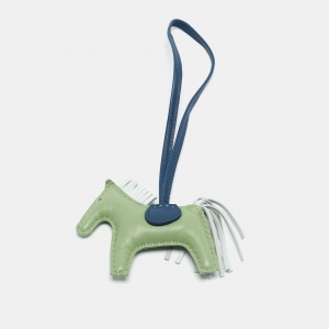 Hermes Vert Criquet/Bleu Brume/Bleu de Malte Milo Leather GriGri Rodeo Bag Charm PM
