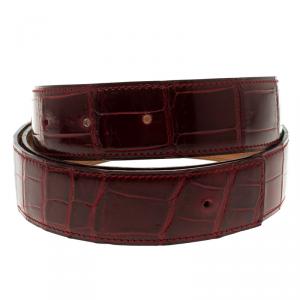 Pre Owned Hermes Red Porosus Crocodile Leather Belt Strap 95cm