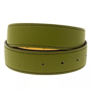 Pre Owned Hermes Anis Green and Yellow Leather Reversible Belt Strap 85cm