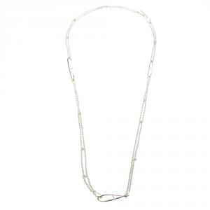 Pre Owned Hermes Long Chaîne d'Ancre Silver Necklace