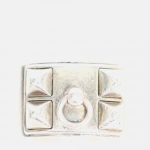 Pre Owned خاتم هيرمس ستيرلينغ سيلفر كوليه دو شين مقاس ٥٦