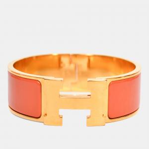 Pre Owned سوار هيرمس كليك كلاك H عريض برتقالي مقاس صغير - سمول