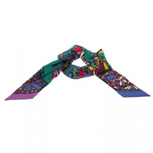 Pre Owned Hermes Millefleurs du Mexique Printed Silk Twilly Scarf