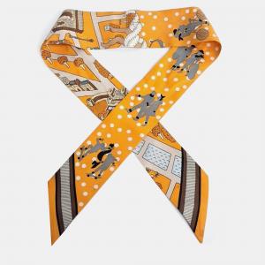 Pre Owned Hermès Orange Silk Twilly scarf