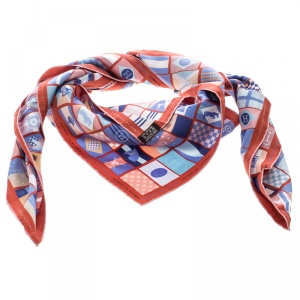 Pre Owned Hermes Multicolor en Voyage Printed Silk Square Scarf