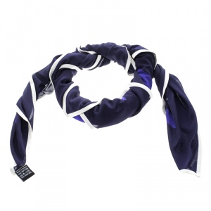Pre Owned Hermes Navy Blue Mors et Filets Printed Silk Jersey Scarf