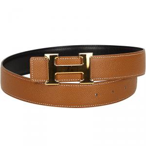 Pre Owned Hermes Brown H Logo Constance Belt