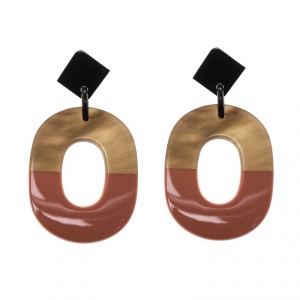 Pre Owned Hermes Isthme Lacquered Buffalo Horn Drop Earrings