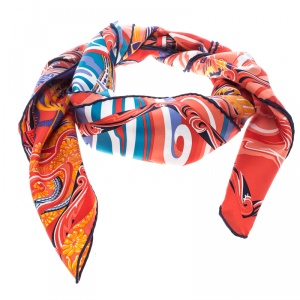 Pre Owned Hermes De La Mer Au Ciel Multicolor Printed Silk Square Scarf