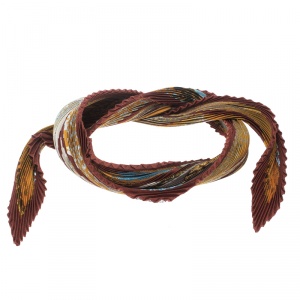 Pre Owned Hermes Multicolor Persona Printed Plisse Silk Diamond Scarf