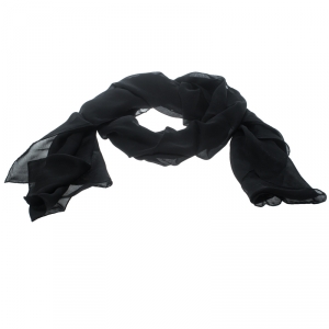 Pre Owned Hermes Black Hologram Motif Silk Chiffon Stole