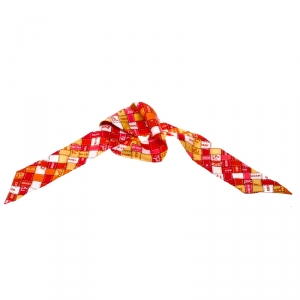 Pre Owned Hermes Bolduc Multicolor Checked Silk Twilly