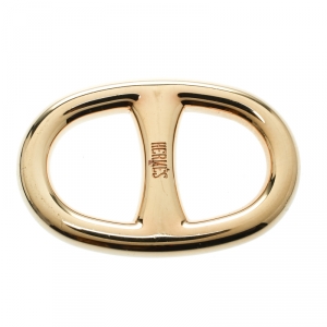 Pre Owned Hermes Chaine D'Ancre Gold Tone Scarf Ring