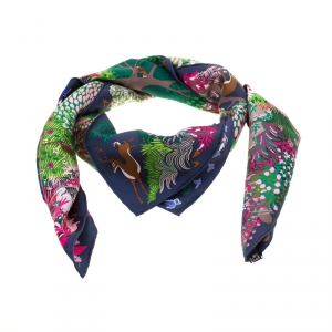 Pre Owned Hermes Multicolor Dans Un Jardin Anglais Printed Silk Square Scarf