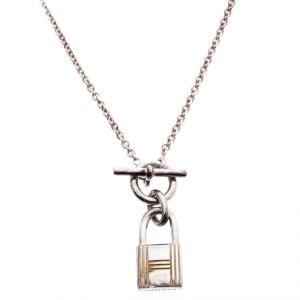 Pre Owned Hermes Cadenas Kelly Sterling Silver Pendant Necklace