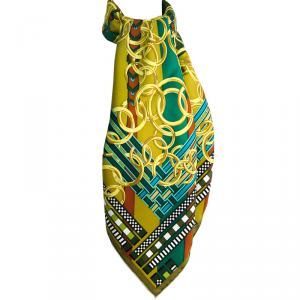 Pre Owned Hermes Green Printed Brides et Gris-Gris Silk Square Scarf 
