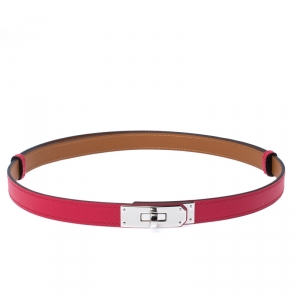 Pre Owned Hermes Rose Shocking Epsom Leather Kelly Belt 